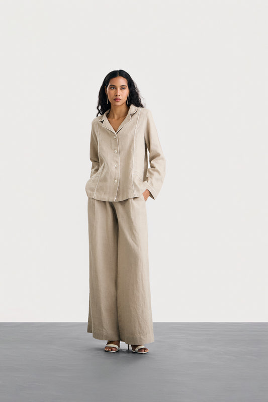 Natural Raha Trousers in High-Wide