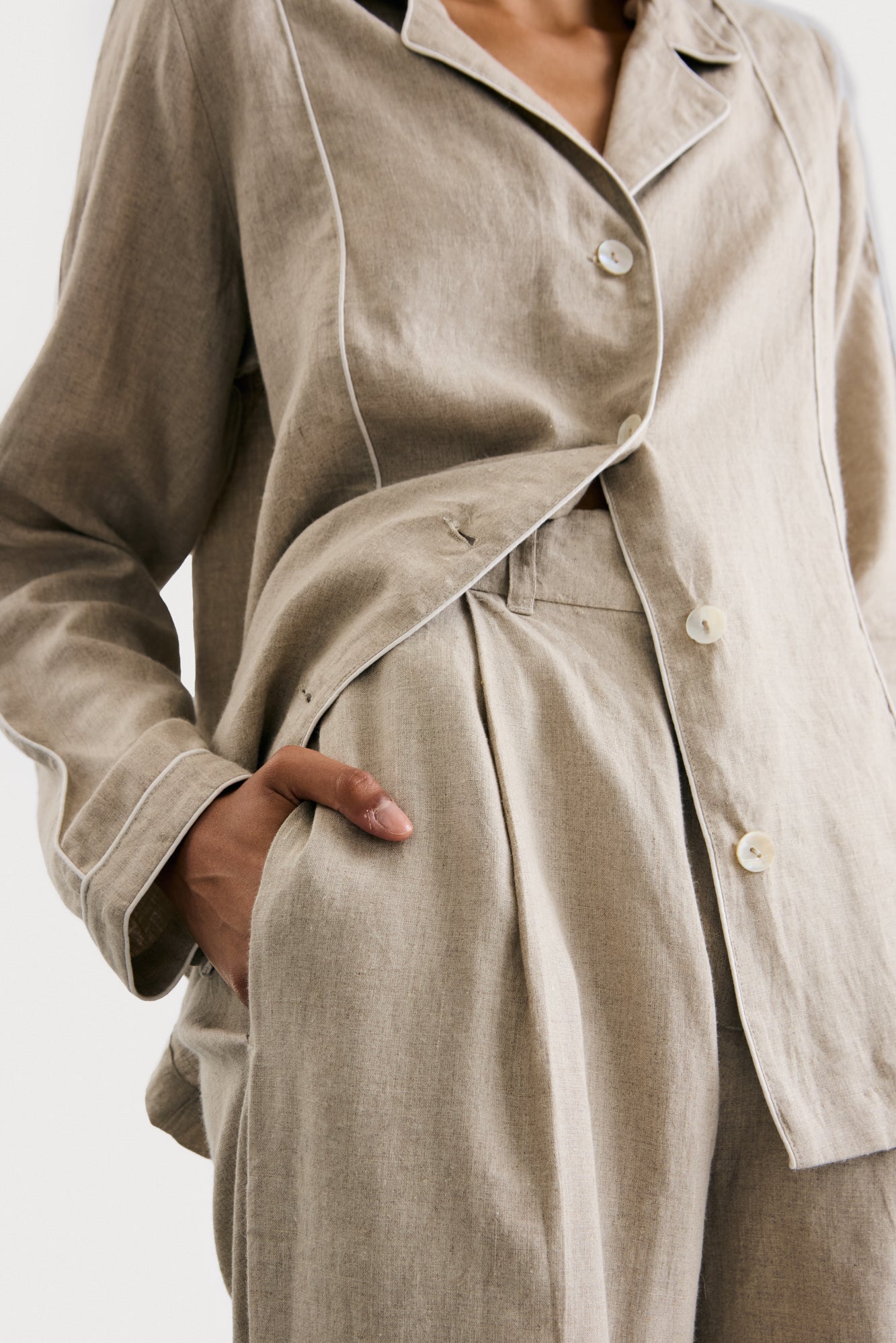 Natural Raha Trousers in High-Wide