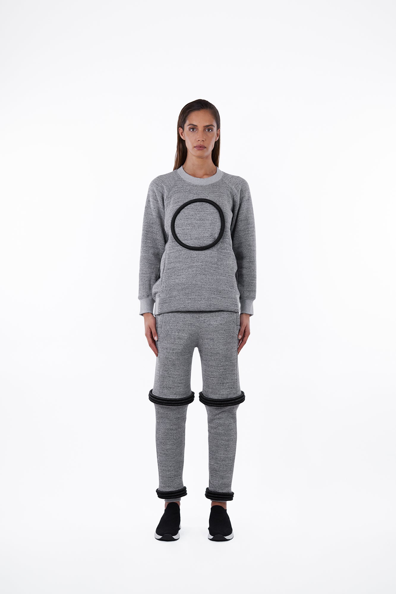 Black on Grey Stacked Agal Sweatpants