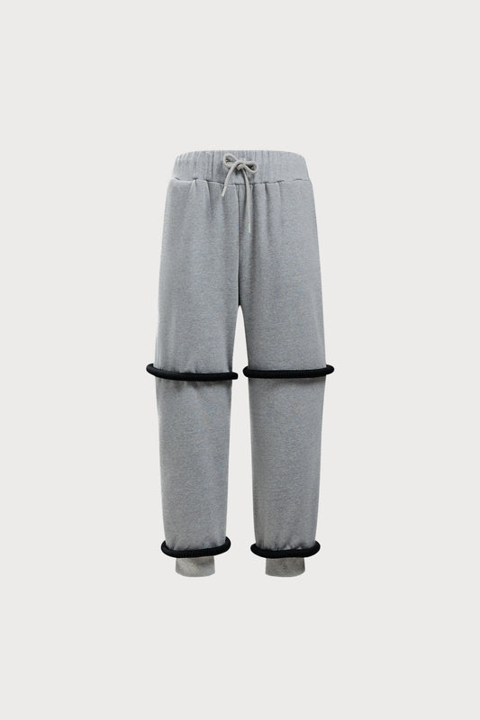 Black on Grey Stacked Agal Sweatpants