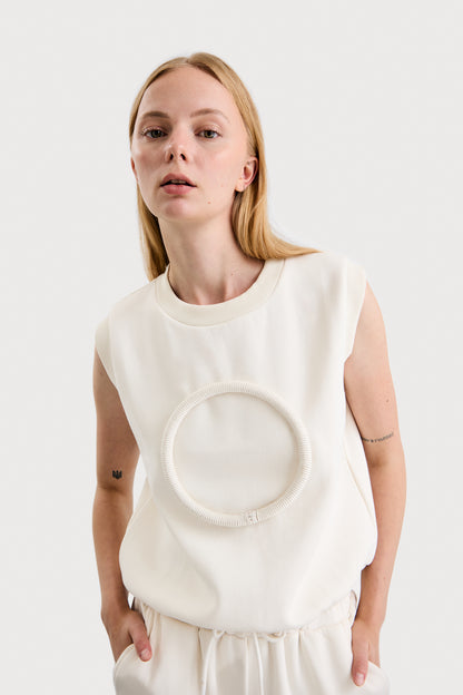 Agal Crop Vest in Ivory