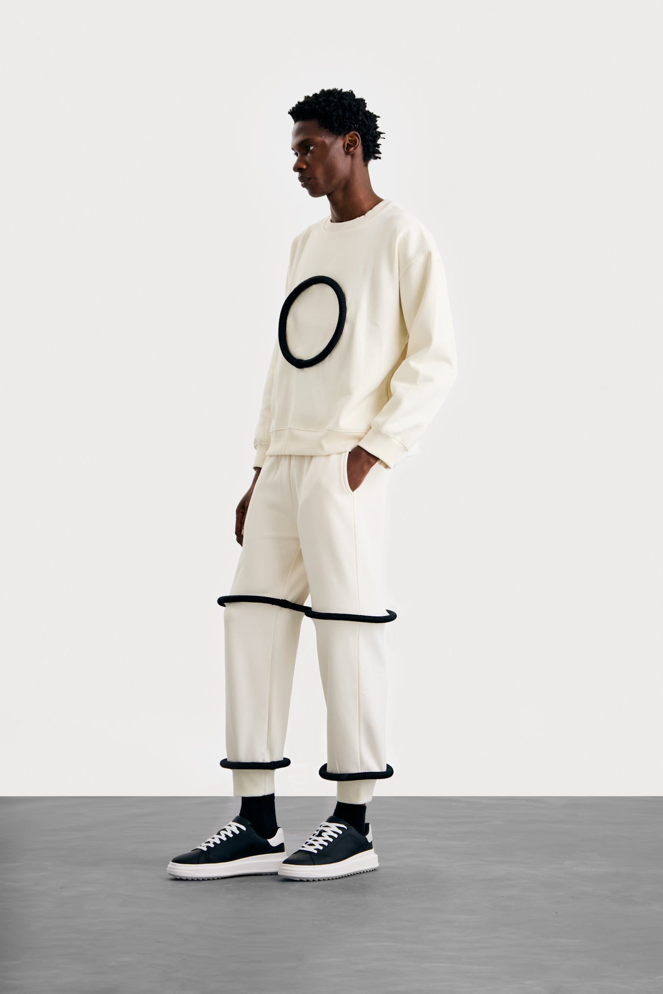 Black on Ivory Agal Sweatpants