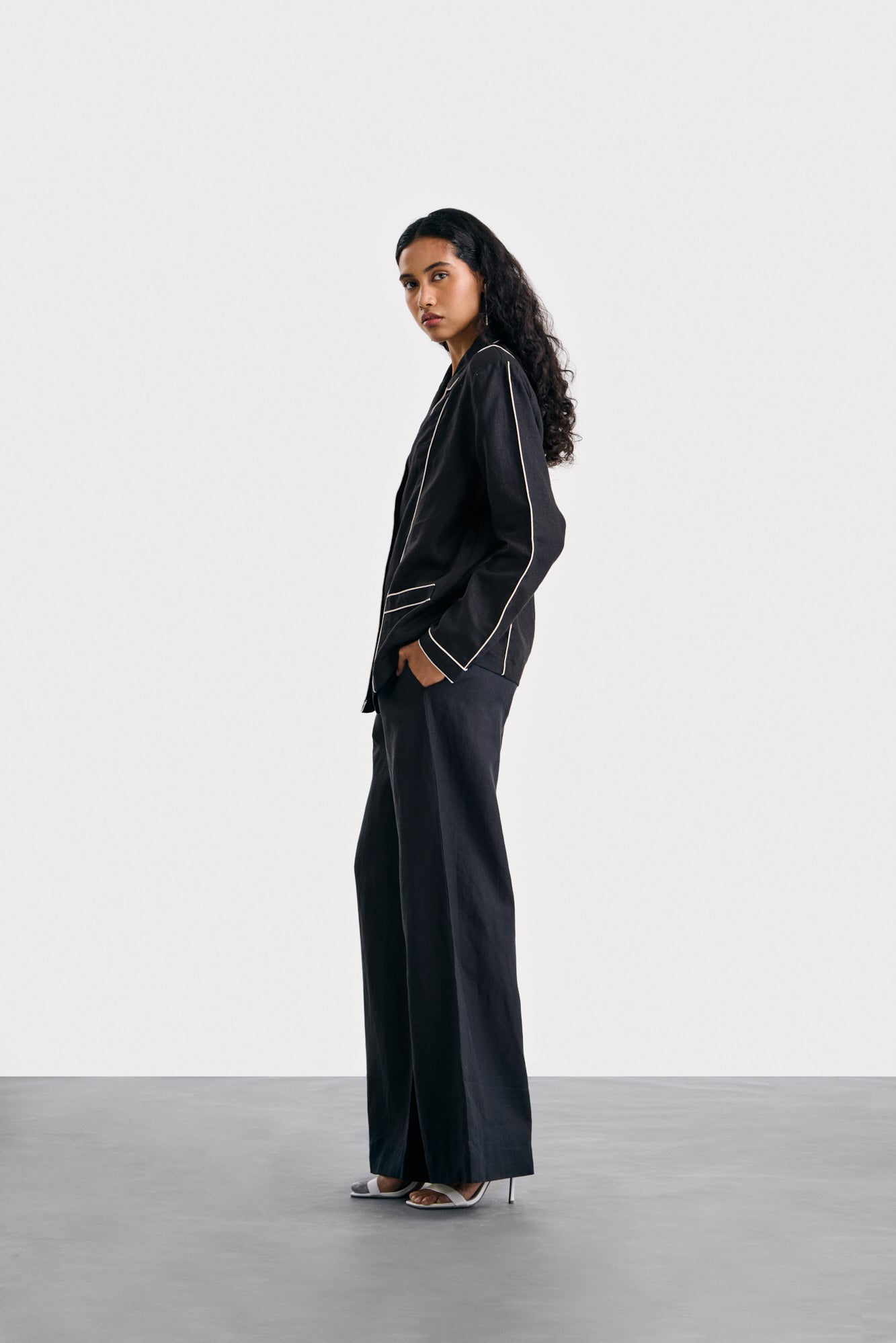 Black Raha Trousers in High-Wide