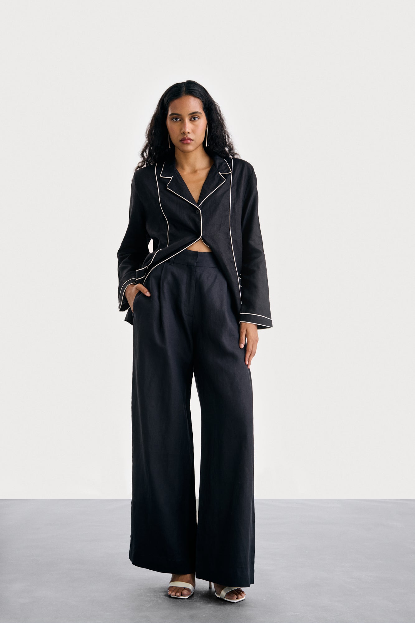 Black Raha Trousers in High-Wide