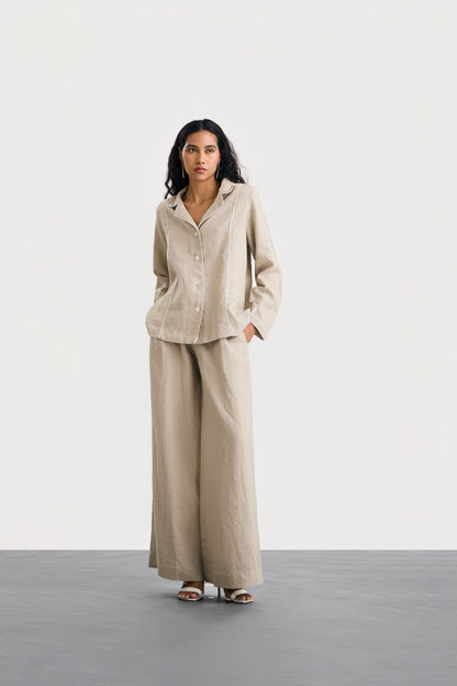 Natural Raha Trousers in High-Wide 