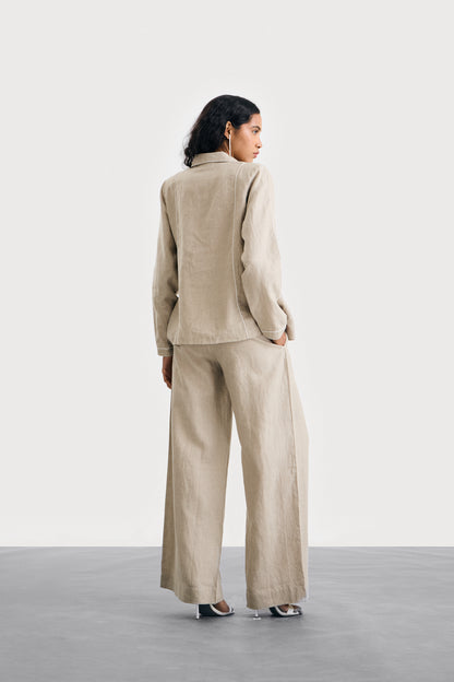 Natural Raha Trousers in High-Wide 