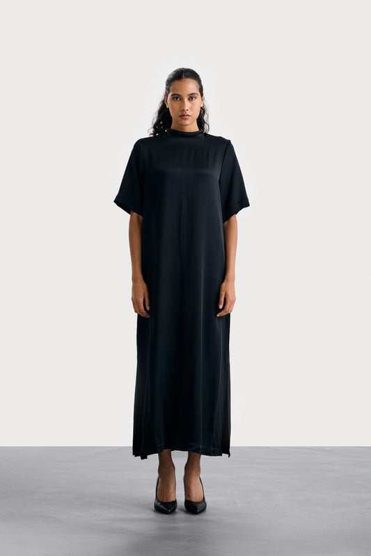 Black Silk Tshirt Dress Long