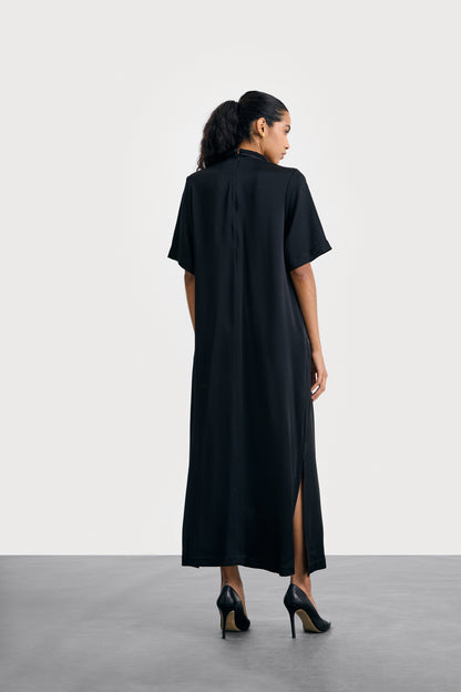 Black Silk Tshirt Dress Long