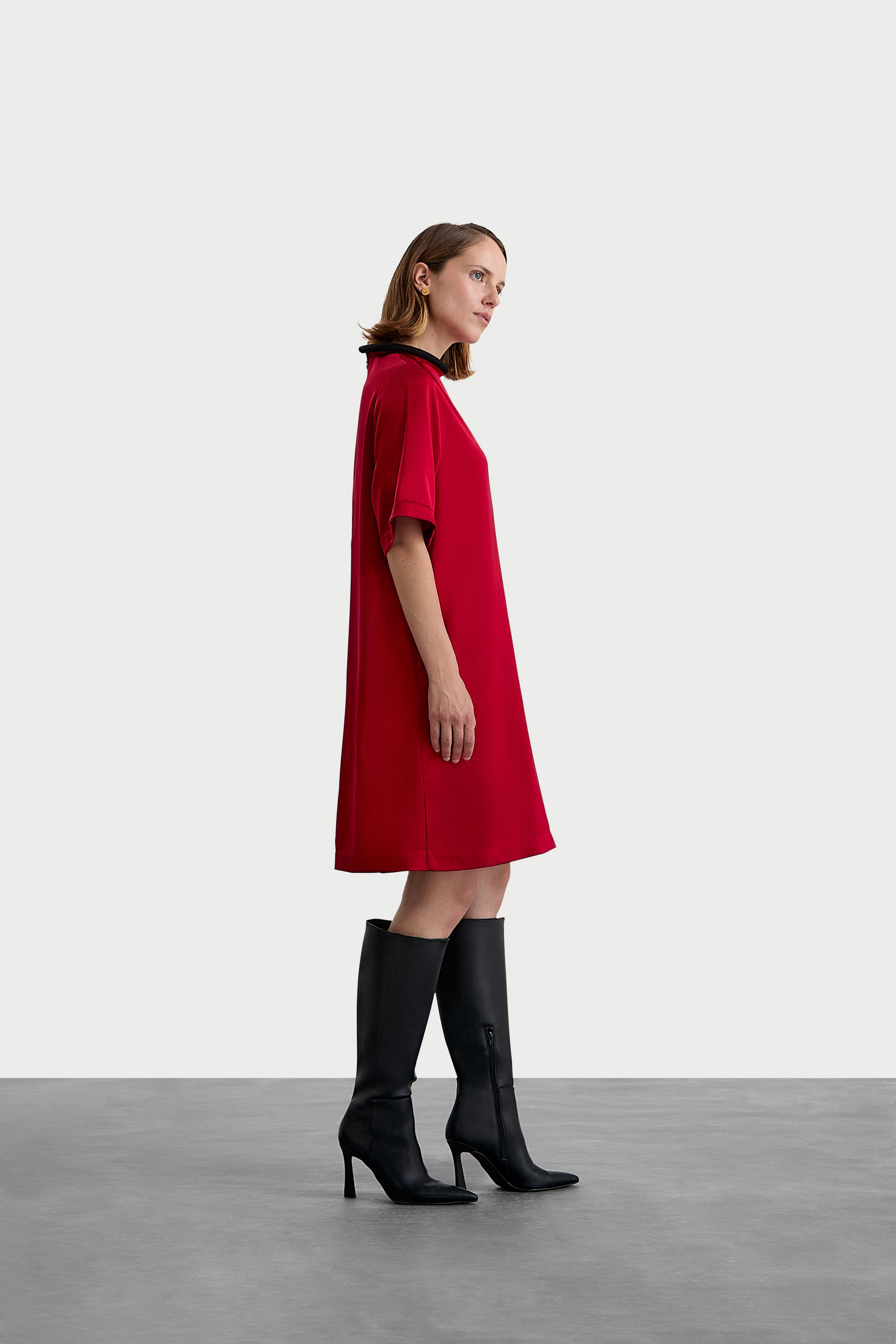 Red Silk Tshirt Dress Short Narma Red Silk Tshirt Dress Short Narma