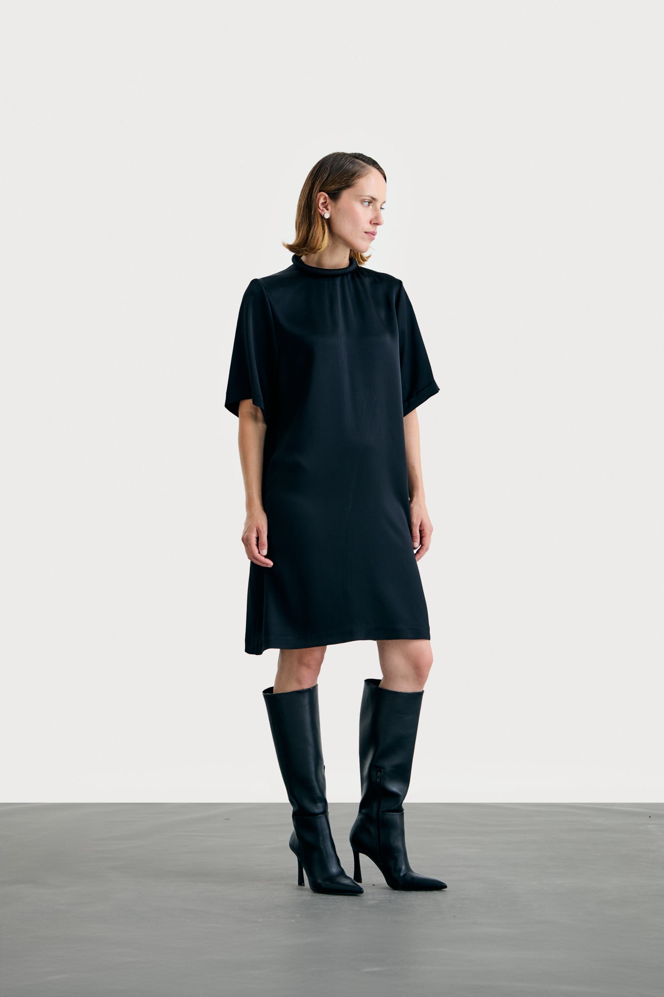 Black Silk Tshirt Dress Short