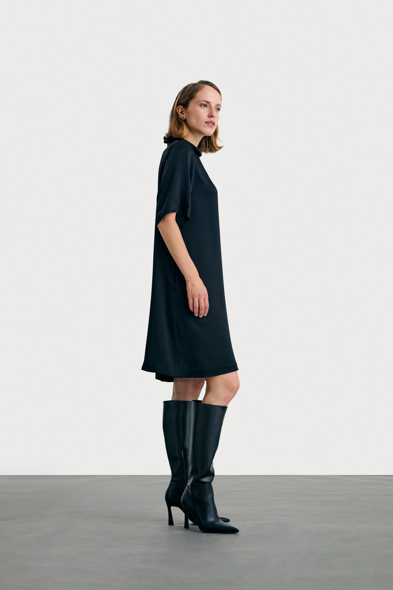 Black Silk Tshirt Dress Short