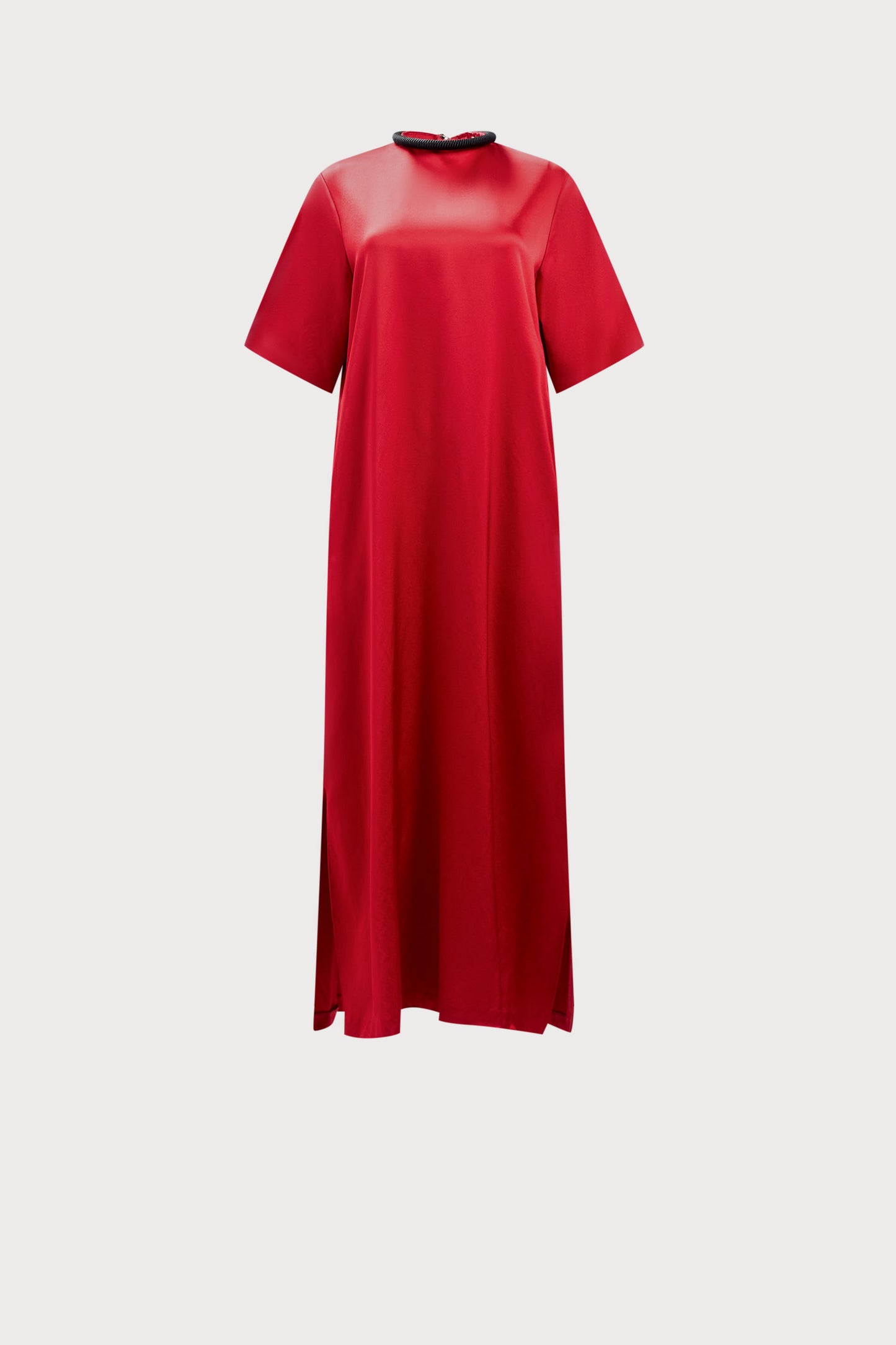 Red Silk Tshirt Dress Long